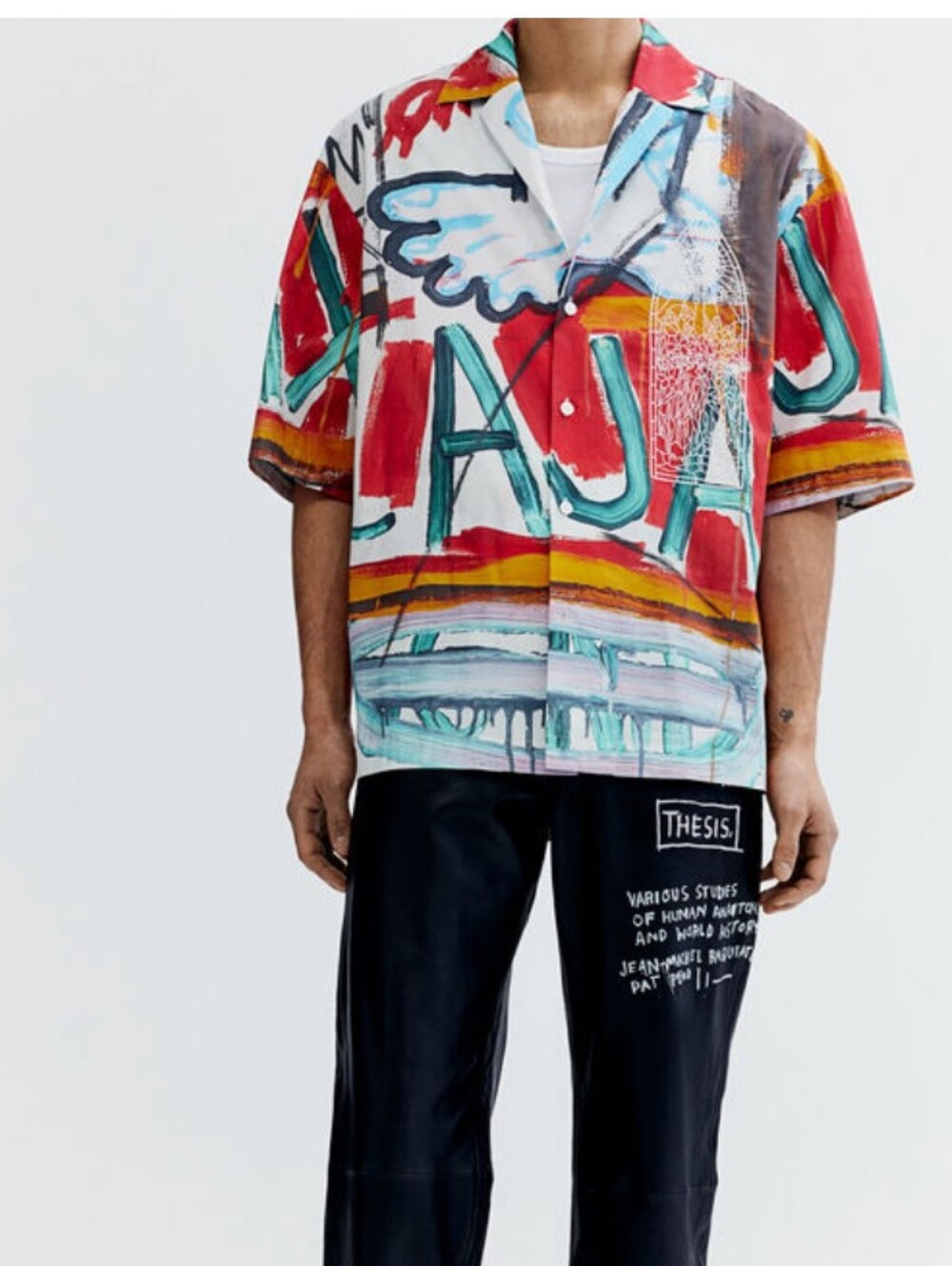H&M X Basquiat Abstract Art Print Cotton Shirt